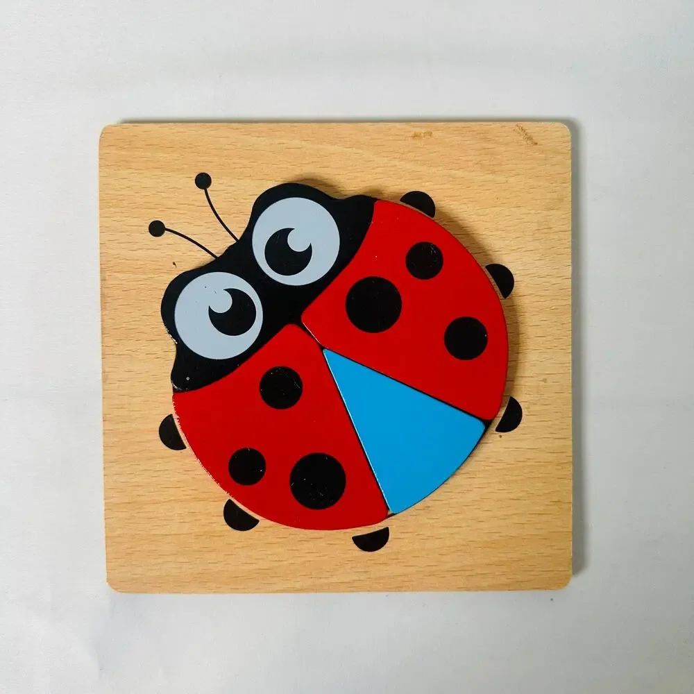 Vintage Small Ladybug Chunky Wooden Puzzle